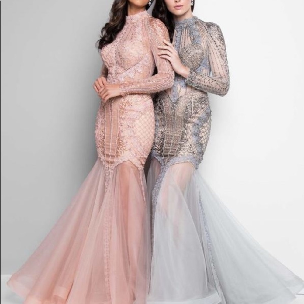 Terani couture silver dress